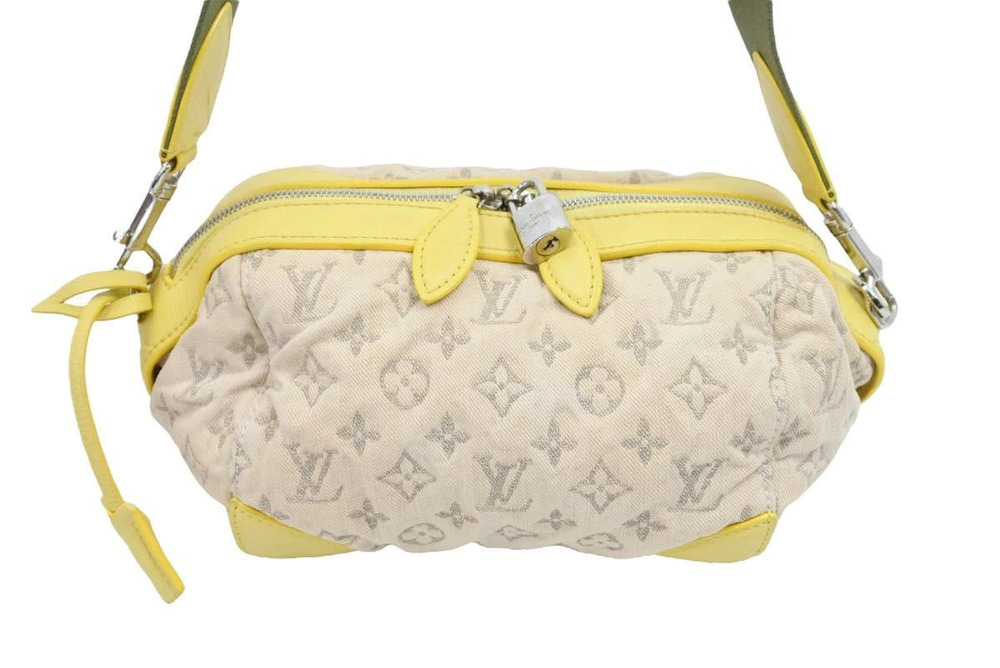 Louis Vuitton Round Jaune Yellow Monogram Pochette Shoulder Denim Bag Yellow